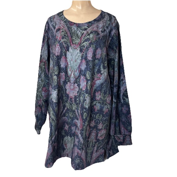 Soft Surroundings Tops - Soft Surroundings Womens Tunic Top Size 1X Dark Floral has pockets long sleeve